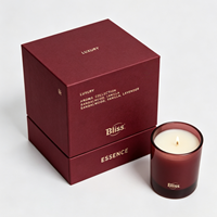 Boîte cadeau rigide de luxe personnalisée pour bougies, couleur bordeaux, avec insert, faible MOQ, vente en gros