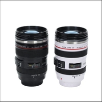 Mug de voyage personnalisé en acier inoxydable de 400 ml en forme d'objectif d'appareil photo / Gobelets isothermes en forme d'objectif d'appareil photo