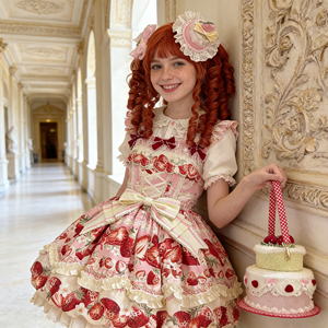 Vestido JSK Lolita con Estampado de Fresas, Falda Estilo Princesa, Disfraz de Cosplay de <span class=keywords><strong>Anime</strong></span> para Mujer, Fiesta, Té - Product Image 5