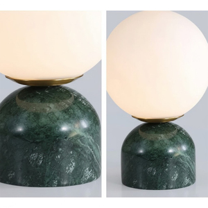 Lampe de table en marbre Décor de chambre d'hôtel nordique de luxe Base en pierre naturelle Globe en verre opale CE Lampe Sylas répertoriée UL - Product Image 4