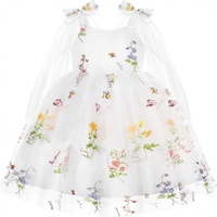 Robe de Fée en Tulle à Nœud Floral Coedody pour Fillette, Robe d'Été Smocked pour Petites Filles, Anniversaire, Mariage, Fête, 1-6 Ans