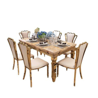 Table à manger rectangulaire moderne en acier inoxydable avec 6 chaises, taille personnalisable pour hôtel, appartement