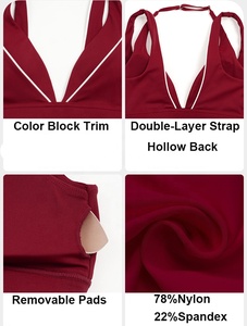 <span class=keywords><strong>Soutien</strong></span>-<span class=keywords><strong>gorge</strong></span> de <span class=keywords><strong>sport</strong></span> double couche pour femme, doux comme du beurre, écologique, avec coussinets amovibles, blocs de couleur, respirant, dos nu, pour la course à pied - Product Image 4