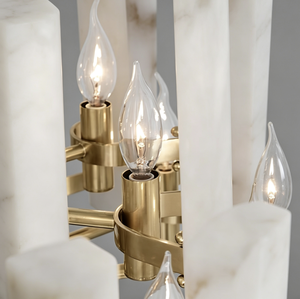 Lustre en albâtre fabriqué en laiton massif pour salon, salle à manger, hôtel, 110V standard - Product Image 4