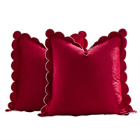 Housse de coussin rectangulaire unie à bords festonnés en velours, entièrement gérée pour le dropshipping transfrontalier