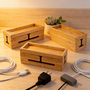 Bambù Scatola di Gestione Dei Cavi Elegante Cavo Organizer <span class=keywords><strong>Box</strong></span> Nascondere Ciabatte Cavi Elettrici da TV USB Del Computer Hub - Product Image 4