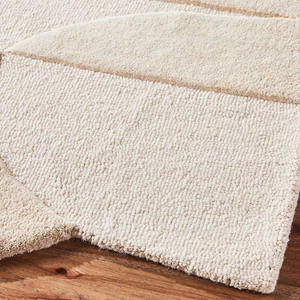 Nordic Tone-on-Tone Wool Rug | Customizable Minimalist Relief Rug | Architectural Cream Tone Floor Art - Product Image 3