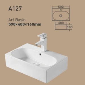 Lavabo Redondo de Cerámica Blanca para Encimera, 400x400mm, con un Solo Orificio, Estilo Artístico - Product Image 5