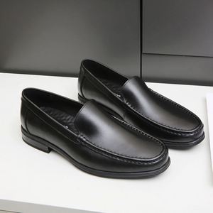 Mocassins de bureau de luxe personnalisés à bout carré noir, en cuir véritable respirant et léger, à lacets, pour printemps-été - Product Image 2