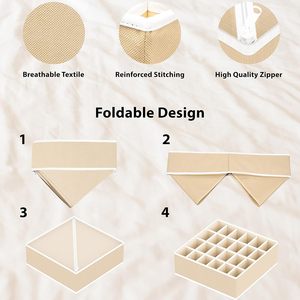 Juego de Organizadores de Cajones, Almacenamiento para Armarios, Cajas Plegables de Tela No Tejida, Divisores Multiceldas para Ropa Interior y Calcetines, OEM ODM para Venta al por Mayor - Product Image 5