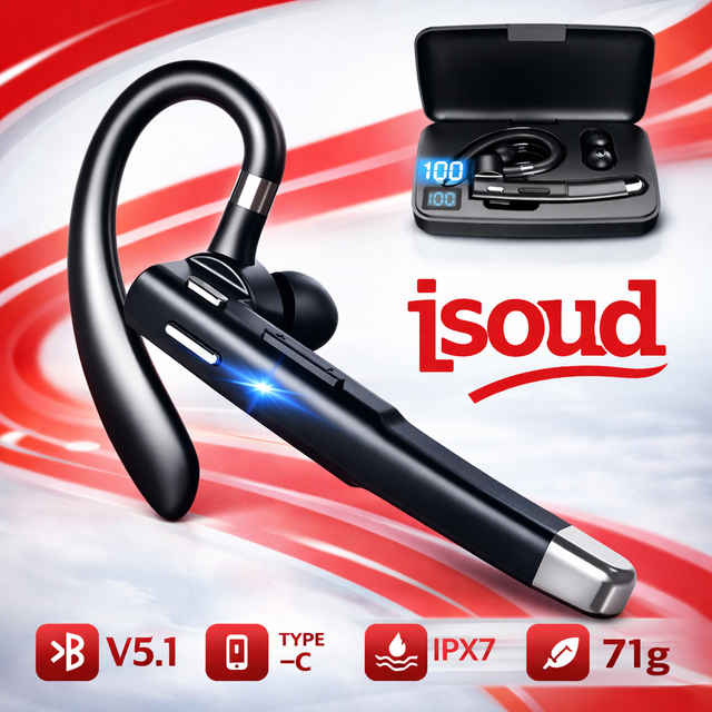 Cross-border Explosions HD Call Business Headset Ear-hanging Wireless for 6.1 IPX7 Waterproof Active Noise Cancellation