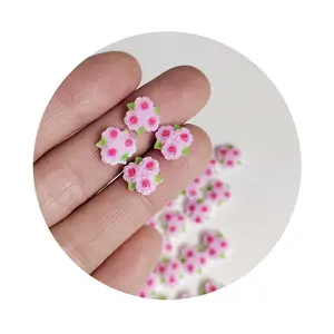 Pink Flower Nail Charms 100Pcs 9MM Mini 3D Floral Nail Design Craft For Scrapbooking Phone Case Jewelry Making Findings Supplier