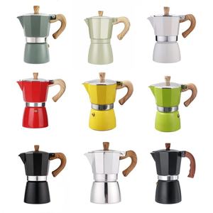 เครื่องชงกาแฟเอสเปรสโซแบบพกพา Kingze ขนาด 150 มล. 300 มล. ใช้บนเตา ด้ามจับไม้ อะลูมิเนียม สีชมพู แบบอิตาเลียน - Product Image 2