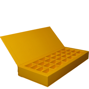 Boîte cadeau en chocolat magnétique à double ouverture personnalisée, gaufrage et impression offset, boîtes en carton rigide jaune réutilisables - Product Image 1