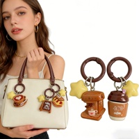 Porte-clés en résine et plastique, thème café, design dessin animé, pendentif de sac, accessoire, breloque de sac à dos, cadeau, porte-clés étoile