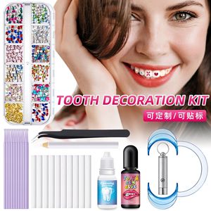 Juego de gemas dentales de diamantes de imitación de base plana con brocas, dijes de cristal para decoración de uñas y dientes DIY - Product Image 1