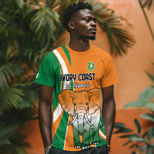 Maillot de l'équipe nationale de football de Côte d'Ivoire - T-shirt de football orange et vert avec motif d'éléphant, personnalisable avec nom et numéro - Product Image 3