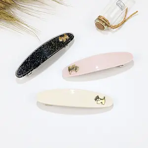 Fashion Women Hair Accessories Korean Style Acrylic hair clips oval dog acetate hair barrettes