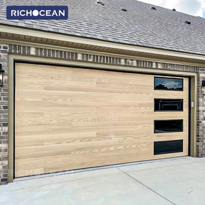 <span class=keywords><strong>Porte</strong></span> de <span class=keywords><strong>garage</strong></span> <span class=keywords><strong>sectionnelle</strong></span> en aluminium Richocean Canada, grain de bois, 16 pieds, panneau sandwich isolé - Product Image 1