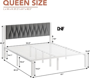 Base de <span class=keywords><strong>Cama</strong></span> Moderna Queen Size Tapizada en Terciopelo con Cabecero Acolchado y Pie de <span class=keywords><strong>Cama</strong></span> Elevado, Plataforma Metálica, Ecológica, Duradera y Fácil de Montar - Product Image 1