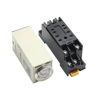AC 110V 220V 380V Tombol Putar Penundaan Daya DPDT 5S 10S 30S 60S 3M 5M 10M 30M Timer Relay Waktu H3Y-2 Dengan Basis D455