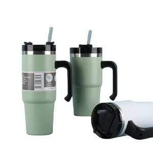 304 Stainless Steel Insulated Cup with 20oz Handle and Straw 30oz Double-Layer Car Cup for Keeping Beverages Cold