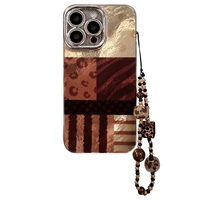 Luxe Bling Glitter Plaid Print Avec Lanière Téléphone étui pour iphone 16 Plus 11 12 13 14 15 Pro Max 7 8 X XR XS MAX Couverture Arrière