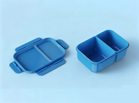 Boîte à lunch rectangulaire en plastique de 1300 ml sans BPA, isolée, 2 compartiments étanches, écologique, de qualité alimentaire, légère et portable