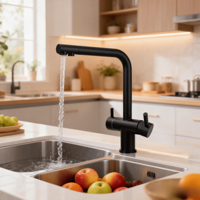 Robinet mélangeur noir 5 voies à trou unique pour cuisine, système RO, eau chaude et froide, refroidisseur de soda et eau pure, 5 en 1, vente chaude
