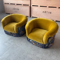 Fauteuil d'appoint en velours personnalisable, tissu floral bicolore, chaise de loisirs pour villa et hôtel, vente en gros de meubles directement de l'usine