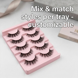 Plateaux de cils transparents en gros, 5 paires par paquet, assortiment varié, emballage minimal pour la vente en gros de bandes de cils - Product Image 4