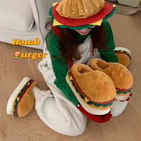 2025 nouveauté pantoufles en peluche fourrure mignon Hamburger forme couleurs mode chaud en peluche pantoufles personnalisées pour garçons filles à vendre