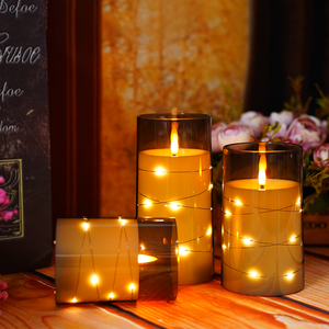 Kakoya gris acrílico LED sin llama velas electrónicas luces Halloween/Navidad boda decoración faros intermitentes uso doméstico - Product Image 5