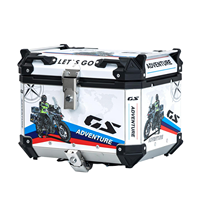 Boîte à bagages universelle pour moto 45L en acier inoxydable, style voyage mondial blanc personnalisé, fournisseur OEM en gros