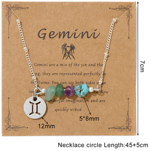 Go Party 12 Colliers <span class=keywords><strong>Horoscope</strong></span> Collier du zodiaque en acier inoxydable pour femmes Colliers à pendentifs en pierre naturelle et perles de pierre concassée - Product Image 4