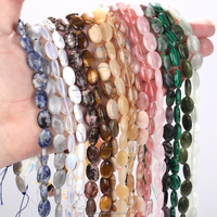 AsVrai U 10x14mm Pierre Naturelle Oeil de Tigre Agate Quartz Rose Plat Ovale Perles Lâches pour la Fabrication de Bijoux DIY Bracelet Accessoires
