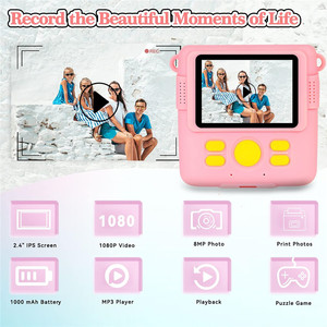 Máquina de Impressão Instantânea de Fotos para Crianças de 2.4 Polegadas 1080P HD, Câmera de Vídeo e Foto Infantil com Cartão de 32G - Product Image 2