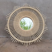 Miroir en bambou décoratif jaune écologique coloré pour le Nouvel An, vente en gros OEM