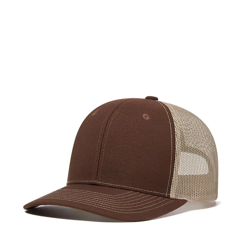 High Quality 6 Panel Sport Caps Custom Leather Patch Logo Wholesale Blank Mesh Richardson 112 Trucker Hats