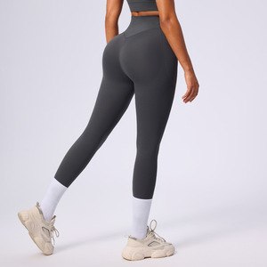 Leggings <span class=keywords><strong>Sportivi</strong></span> da Donna a Vita Alta con Tasca, 68% Nylon 32% Spandex, con Vita Elastica a V, Tinta Unita, Aderenti ed Elasticizzati per Fitness e Yoga - Product Image 4