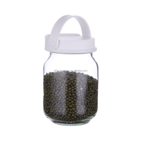 Pot Mason en verre de qualité supérieure, classique, de qualité alimentaire, à large ouverture, étanche, hermétique, avec poignée pliable pour la cuisine