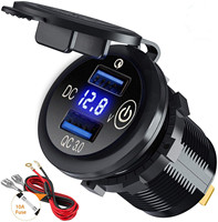 Prise USB 12V 36W à double charge rapide 3.0 avec interrupteur tactile et voltmètre LED pour voitures, bateaux, camping-cars, camions, motos