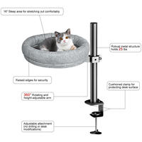 Hamac de bureau rond pour chat à rotation 360°, réglable en hauteur, en lin et structure en fer, amovible et lavable pour bureau