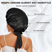 Grand bonnet de cheveux en satin pour femmes, couvre-cheveux, écharpe avec larges sangles élastiques réglables et enveloppes de cheveux en satin