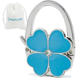 Colgador de Bolsos Plegable con Diseño de Trébol de Cuatro Hojas, Gancho de Mesa para Bolsos, Soporte de Terciopelo para Bolsos, Ideal para Bodas y Cumpleaños - Product Image 1