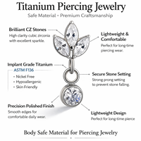 Anting-anting tusuk titanium CZ gaya Eropa ASTM F136 grosir, ukuran 16G, untuk helix dan tulang rawan, perhiasan tubuh