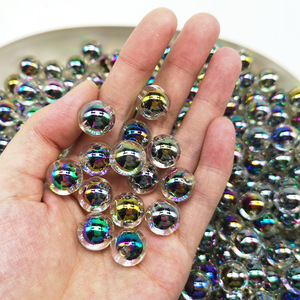 10pcs 14mm Iridescent <strong>Black</strong> Acrylic <strong>Beads</strong> Round With Hole AB Color Diy Handcrafted Bag - Product Image 3