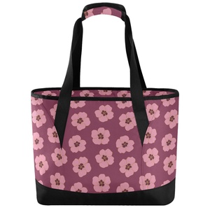 Eco-friendly Hawaiian Pink Hua Flower Zipper Closure Women Waterproof Custom Logo Beach Thermal Lunch Tote Insulated Cooler Bag - Product Image 2