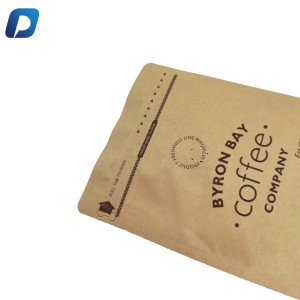 โลโก้ที่กำหนดเองพรีเมี่ยมที่มีคุณภาพกระดาษคราฟท์บล็อกด้านล่างกระเป๋าเมล็ดกาแฟถุง<span class=keywords><strong>ผง</strong></span> - Product Image 4