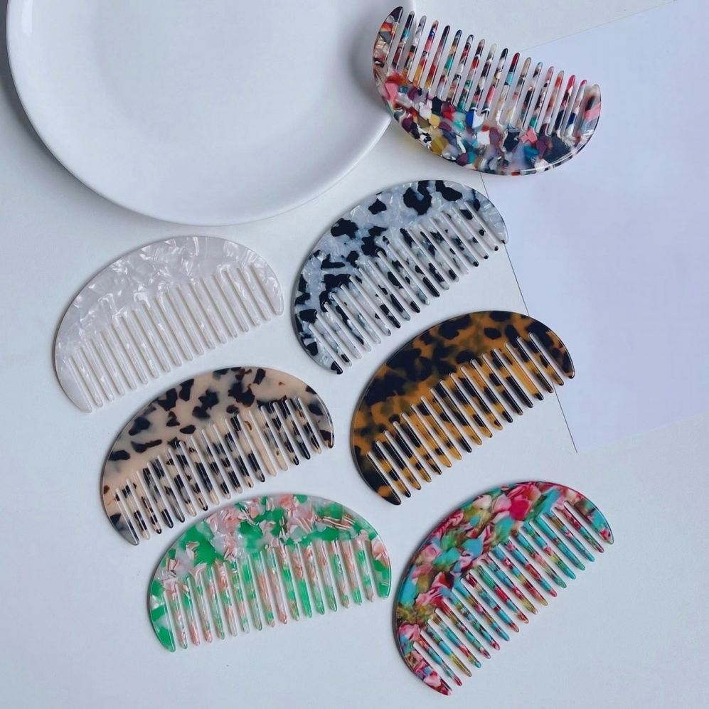 Hot Selling Salon Wide Tooth Comb Round Acetate Acrylic Hair Combs for Women Custom Wholesale